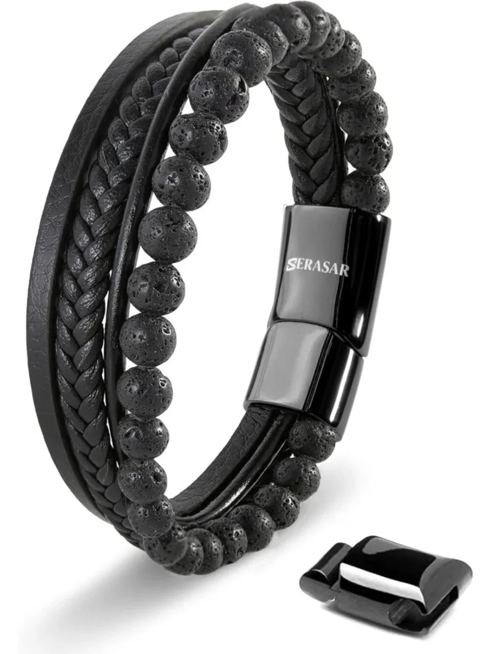 Stylish Genuine Leather Bracelet for Men | Black & Brown | Magnetic Clasp & Gift